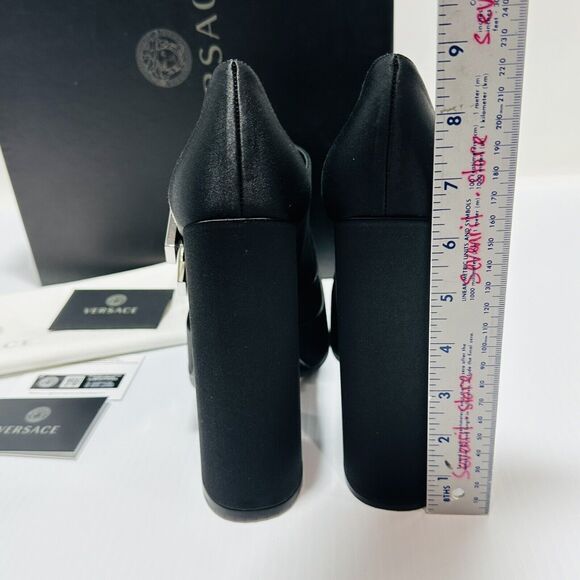 Versace Aevitas Satin Mary Jane Buckle Platform Black Pump Size 39/ 9 NWB $1,575 - Picture 9 of 14